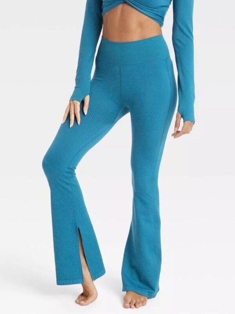 Blue flare leggings